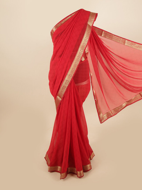 

Pothys Pink & Gold Geometric Printed Saree