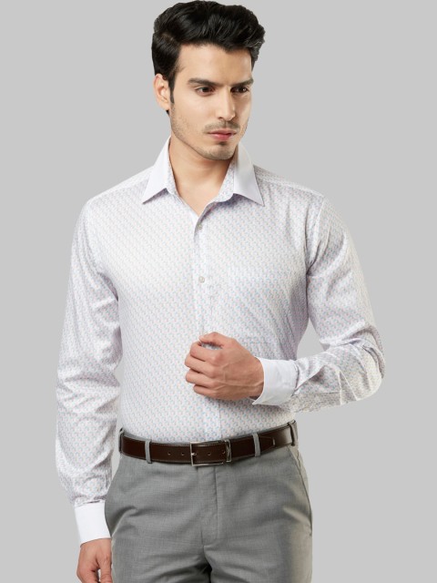 

Raymond Men Beige Opaque Printed Formal Cotton Shirt