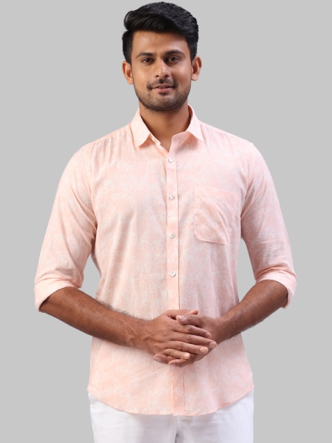 

Raymond Men Peach Printed Opaque Casual Shirt