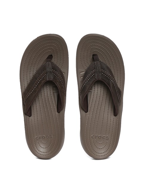 

Crocs Men Brown Genuine Leather Flip-Flops