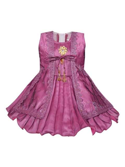 

Wish Karo Purple & Gold-Toned Embroidered Satin Dress