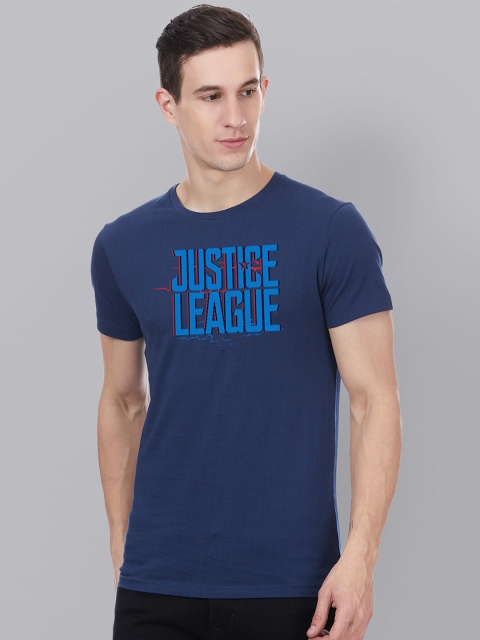 

Free Authority Men Blue Justice League Typography Printed T-shirt