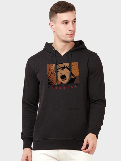 

Free Authority Men Black Printed Hooded Pure Cotton Sweatshirt