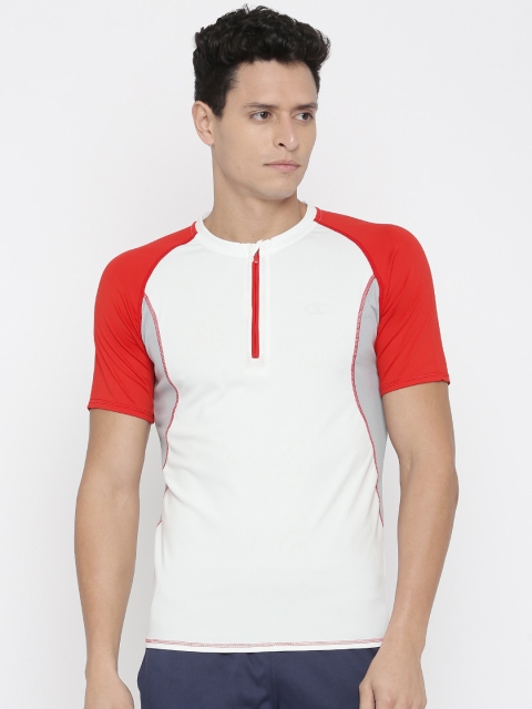 

Champion Men White Colourblock Round Neck T-shirt