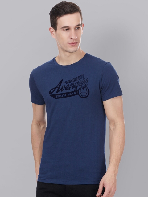 

Free Authority Men Blue Iron Man Printed Pure Cotton T-shirt