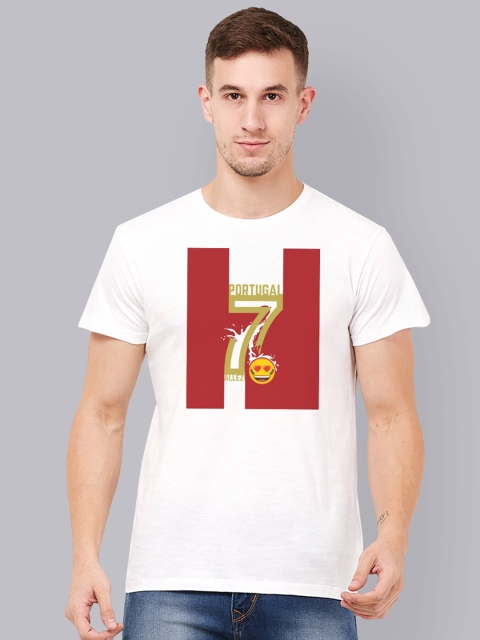 

Free Authority Men White Emoji Soccer Printed Pure Cotton T-shirt