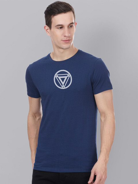 

Free Authority Men Blue Iron Man Printed Pure Cotton T-shirt
