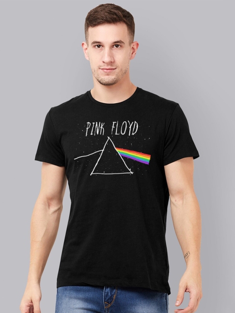 

Free Authority Men Black & White Typography Pink Floyd Printed Pure Cotton T-shirt