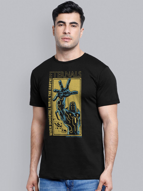 

Free Authority Men Black Pure Cotton Eternals Printed Pure Cotton T-shirt