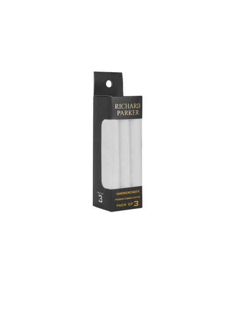

RICHARD PARKER by Pantaloons Men Set Of 3 White Solid Handkerchief