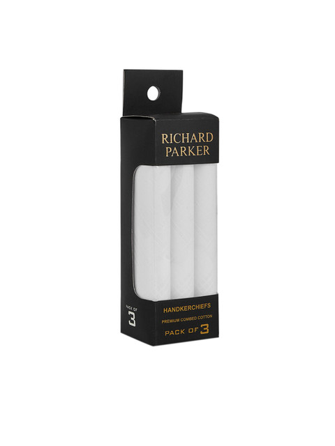 

RICHARD PARKER by Pantaloons Men Pack of 3 White Solid Pure Cotton Handkerchiefs