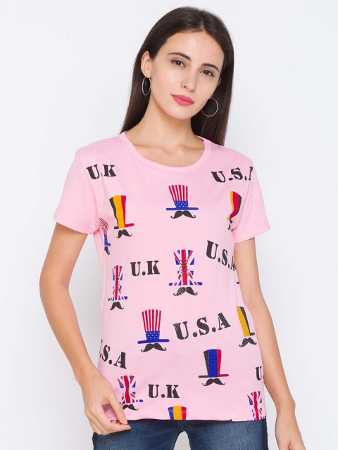 

ZOLA Pink Printed Pure Cotton Regular Top