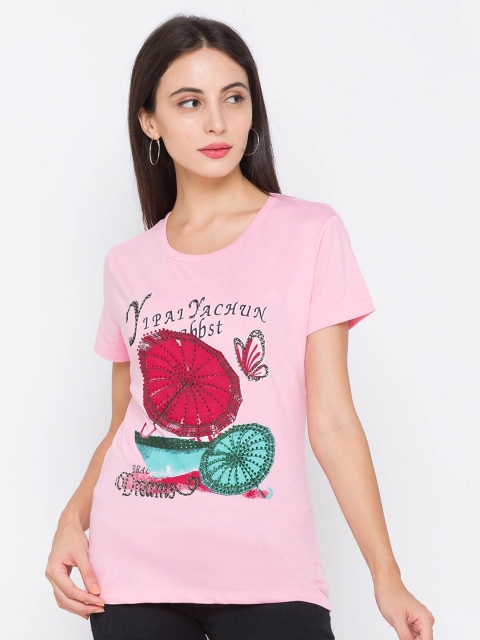 

ZOLA Women Pink Graphic Printed T-Shirt