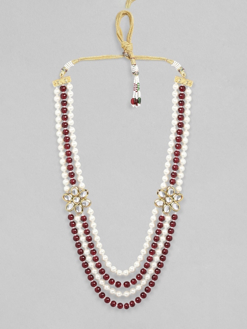 

The Roadster Lifestyle Co Men Gold-Toned & Maroon Gold-Plated Layered Necklace