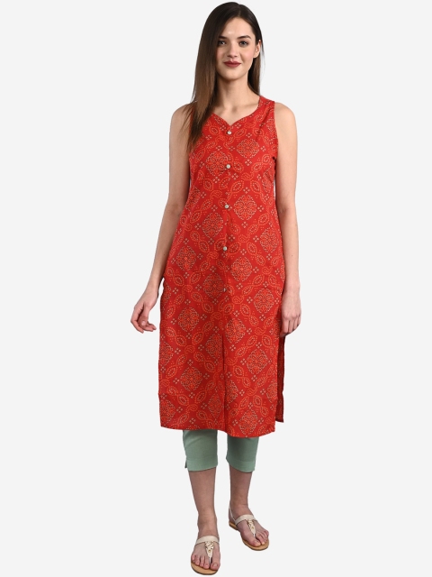 

GULMOHAR JAIPUR Women Red Ethnic Motifs Printed Kurta