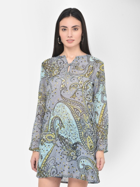 

Aditi Wasan Grey & Yellow Printed Tunic