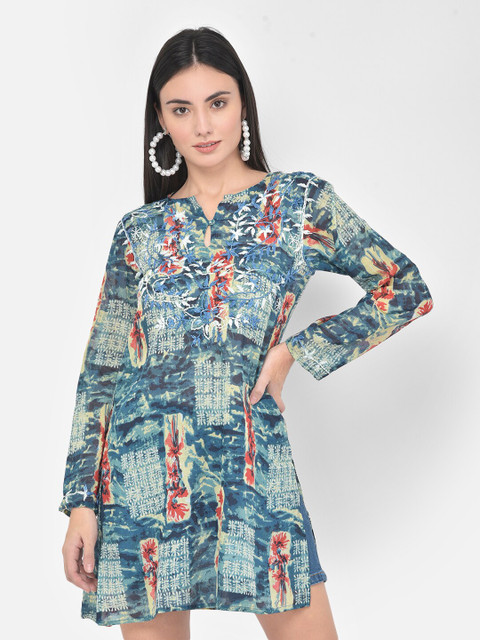 

Aditi Wasan Blue & Red Hand Embroidered Tunic