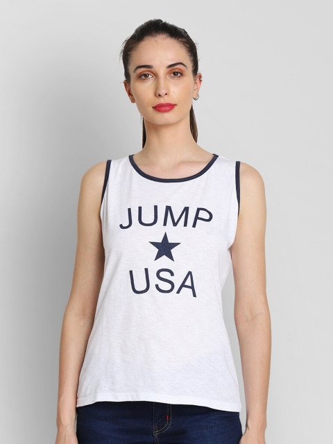 

JUMP USA White & Black Pure Cotton Printed Top