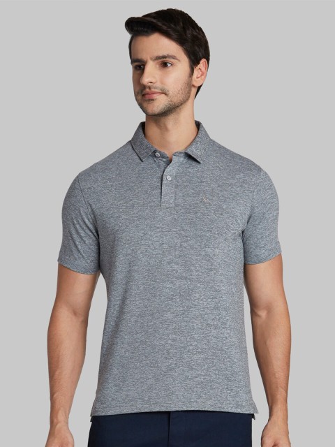 

Parx Men Grey Polo Collar Pockets T-shirt