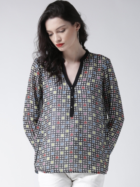 

Silvian Heach Women Black & White Printed Regular Top