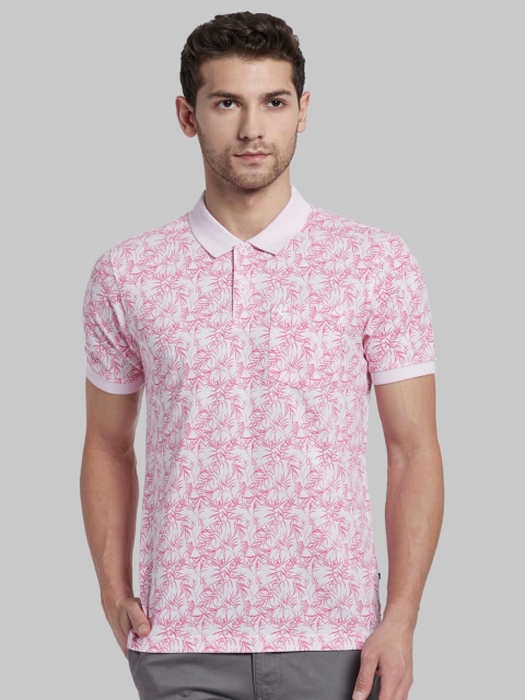 

Parx Men Red & White Tropical Printed Polo Collar T-shirt