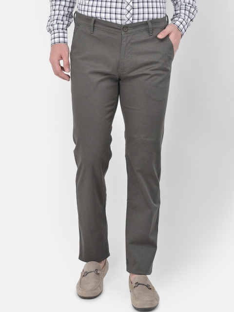 

Canary London Men Olive Green Smart Slim Fit Wrinkle Free Formal Trousers