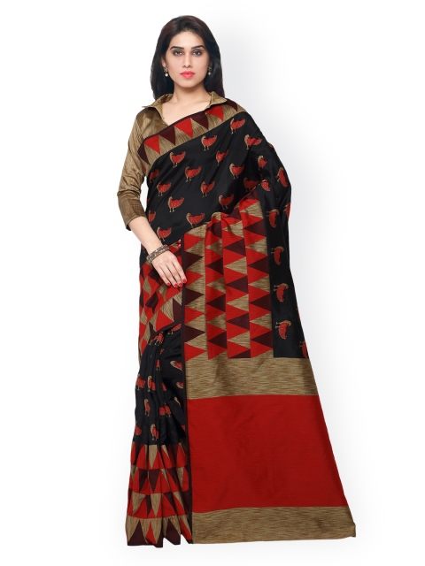 

Saree mall Red & Black Art Silk Printed Saree
