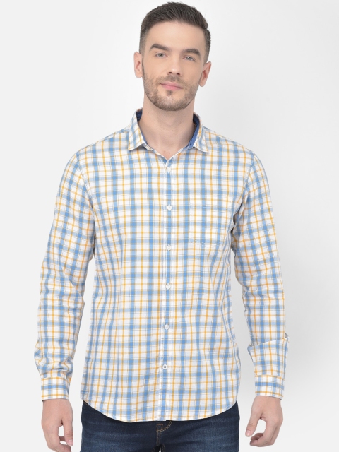 

Canary London Men Yellow Smart Slim Fit Opaque Checked Casual Shirt