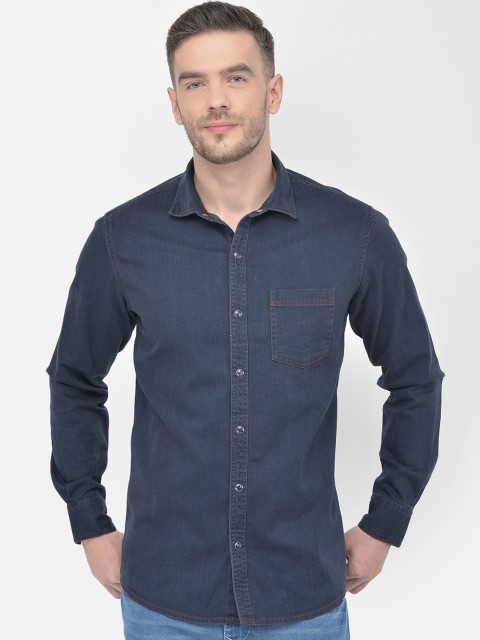 

Canary London Men Blue Smart Slim Fit Opaque Casual Cotton Shirt