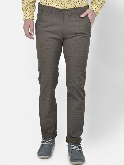 

Canary London Men Olive Green Smart Slim Fit Wrinkle Free Chinos Trousers