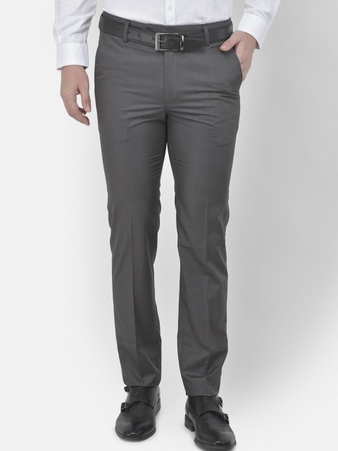 

Canary London Men Grey Smart Slim Fit Wrinkle Free Formal Trousers