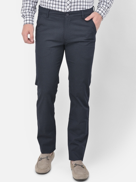 

Canary London Men Navy Blue Smart Slim Fit Wrinkle Free Trousers