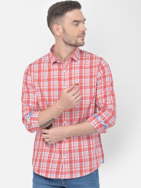 

Canary London Men Rust Smart Slim Fit Opaque Checked Casual Shirt