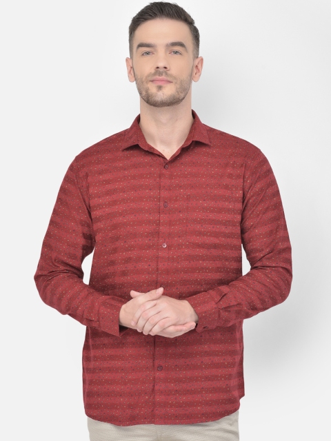 

Canary London Men Maroon Smart Slim Fit Abstract Printed Opaque Semiformal Shirt