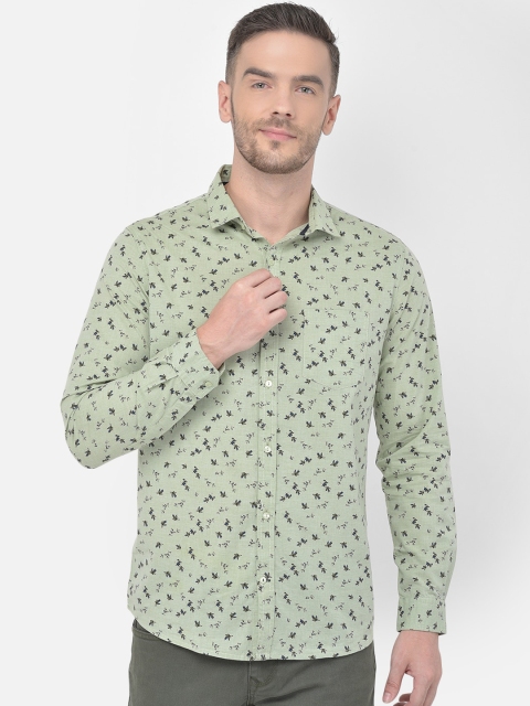 

Canary London Men Green Smart Slim Fit Opaque Printed Casual Shirt