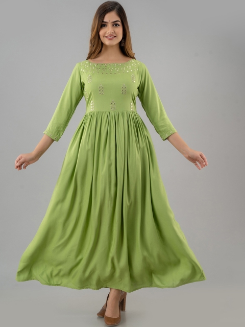 

GULMOHAR JAIPUR Olive Green Maxi Dress