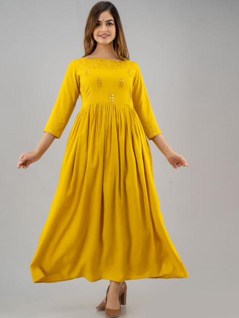 

GULMOHAR JAIPUR Yellow Maxi Flared Dress
