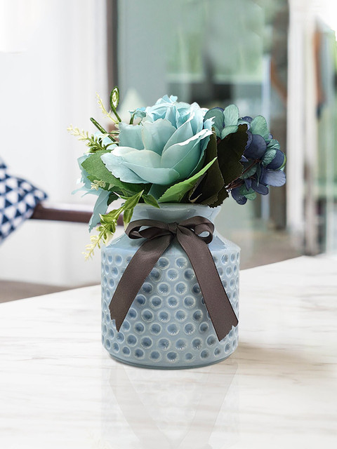 

Art Street Blue & Green Artificial Flower With Pot