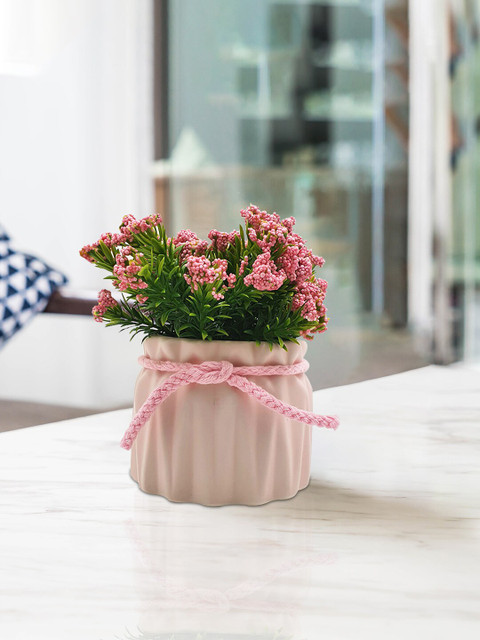 

Art Street Green & Pink Artificial Flower With Pot