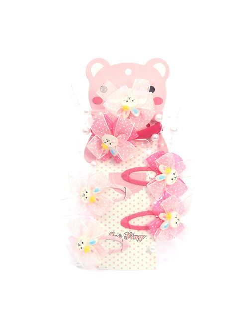

Spiky Unisex Kids Pink & White Set of 6 Embellished Hair Accessory Set