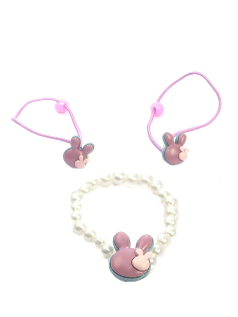 

Spiky Unisex Kids Pink & Mauve Set of 3 Ponytail Holders