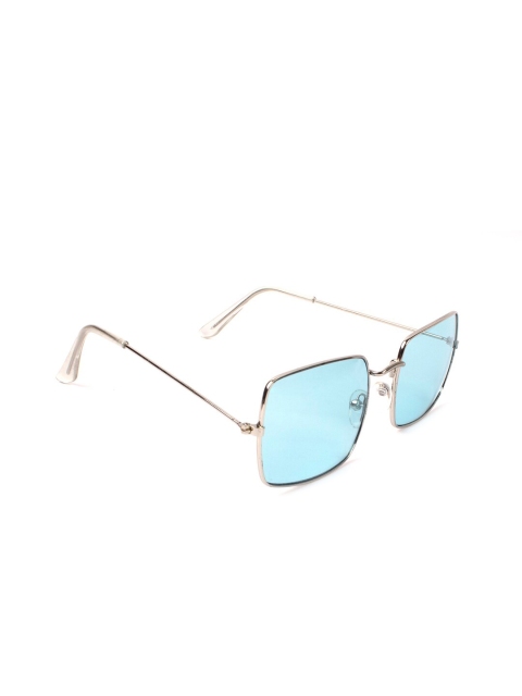 

FUZOKU Unisex Blue Lens Square Sunglasses, Turquoise blue