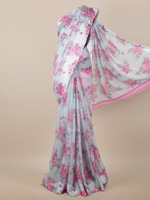 

Pothys Blue & Pink Floral Printed Saree