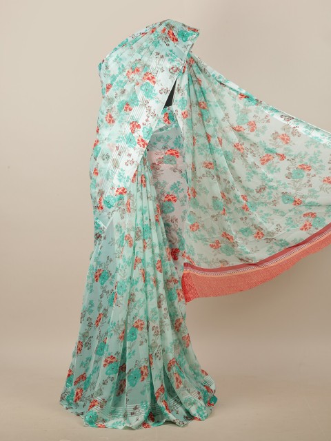 

Pothys Green & Red Floral Printed Saree