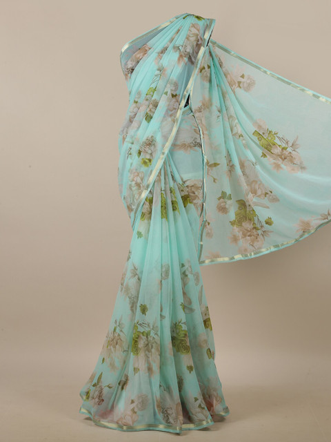 

Pothys Blue & Green Floral Printed Saree