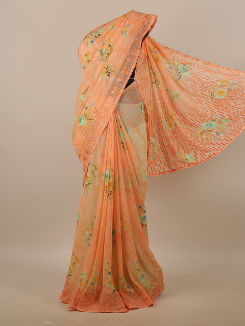 

Pothys Orange & Green Floral Printed Saree
