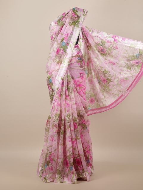 

Pothys Pink & Brown Floral Printed Saree