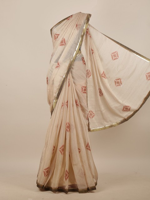 

Pothys Beige & Peach-Coloured Ethnic Motifs Printed Saree