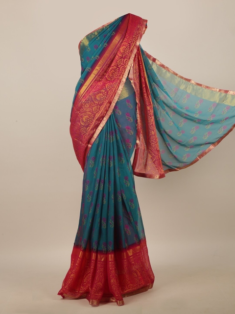 

Pothys Green & Pink Ethnic Motifs Printed Saree