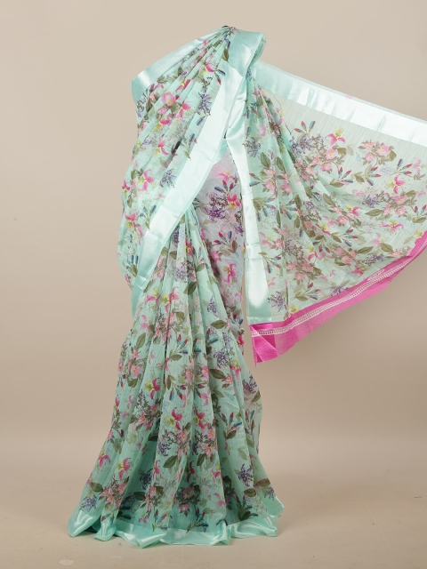 

Pothys Green & Pink Floral Printed Saree